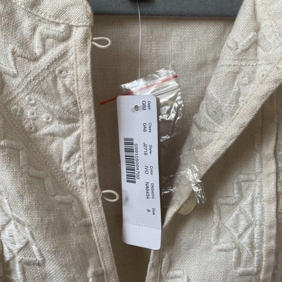 J. Crew ivory embroidered linen cropped jacket - Picture 4 of 11